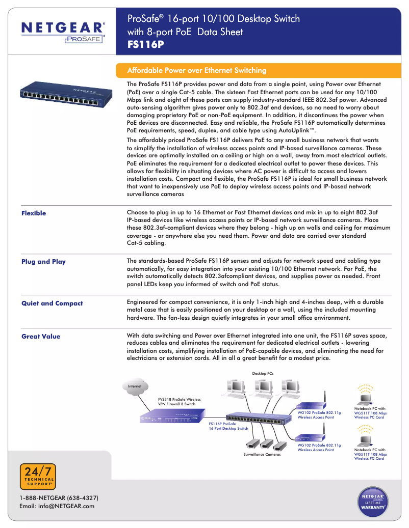 Page n°1 - Fiche technique Netgear FS116P