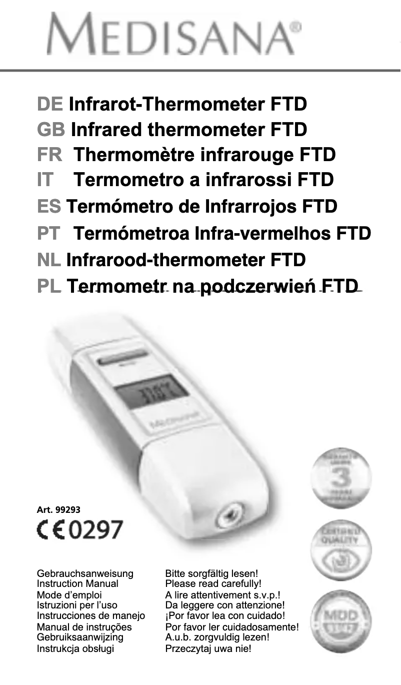 Page n°1 - Manuel utilisateur Medisana FTD