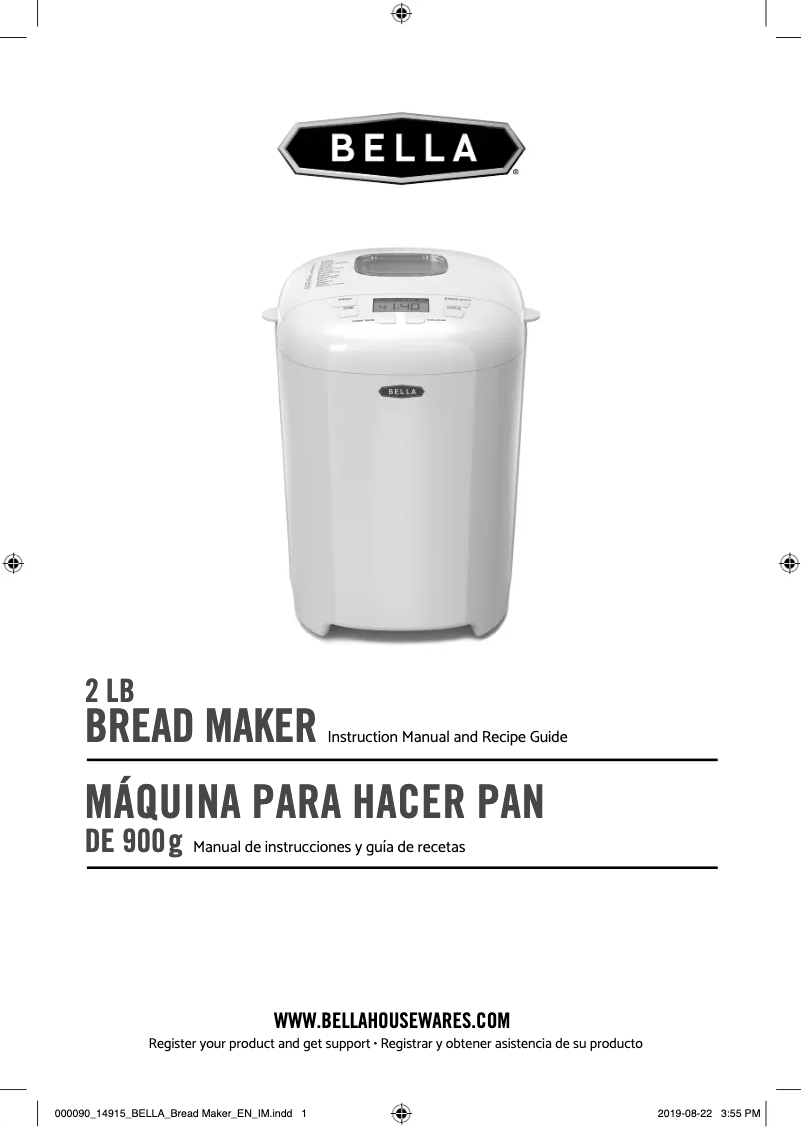 Image de la première page du manuel de l'appareil 2lb Bread Maker