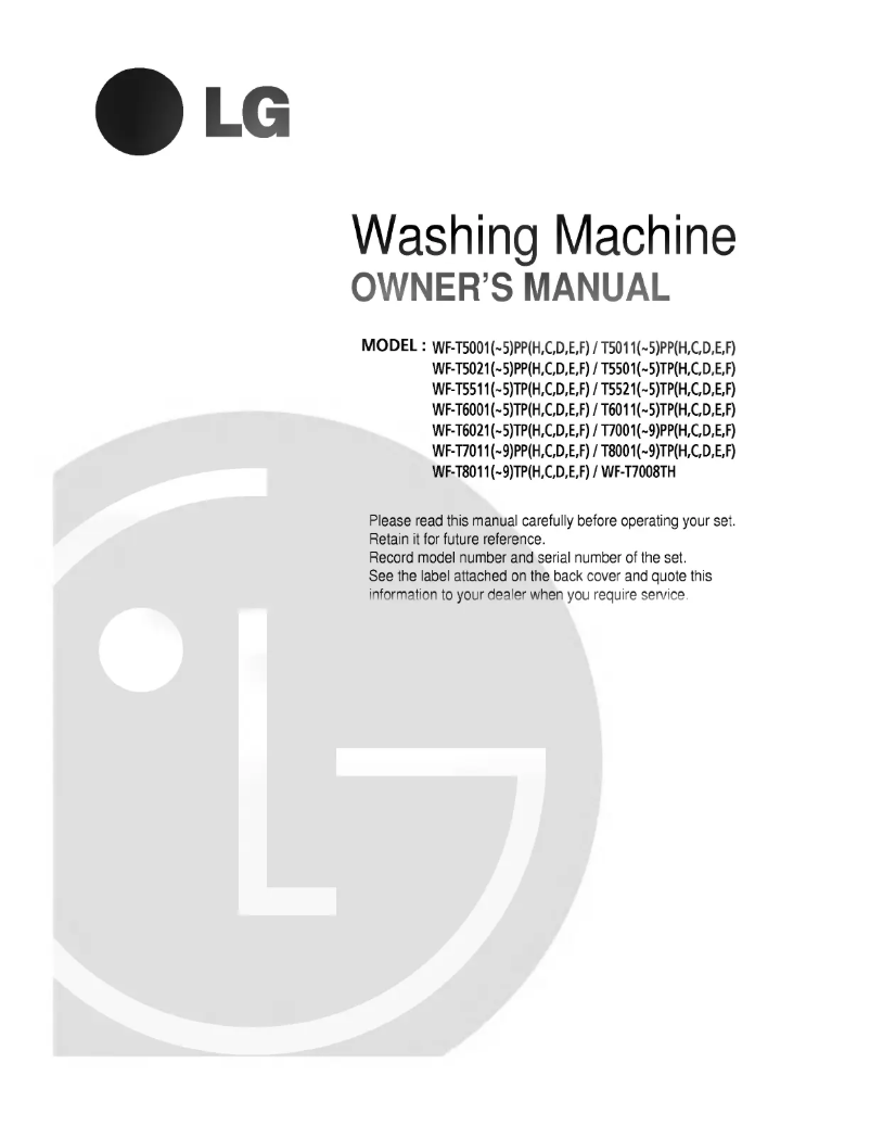 Page n°1 - Manuel utilisateur LG WF-T8019TH