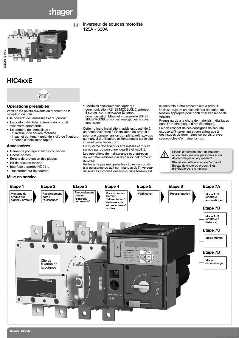 Page 1 de la notice Manuel utilisateur Hager HIC425E