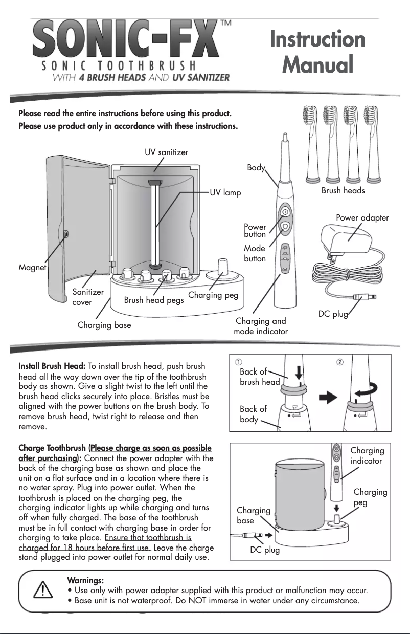 Page 1 de la notice Manuel utilisateur Sonic-FX Electric