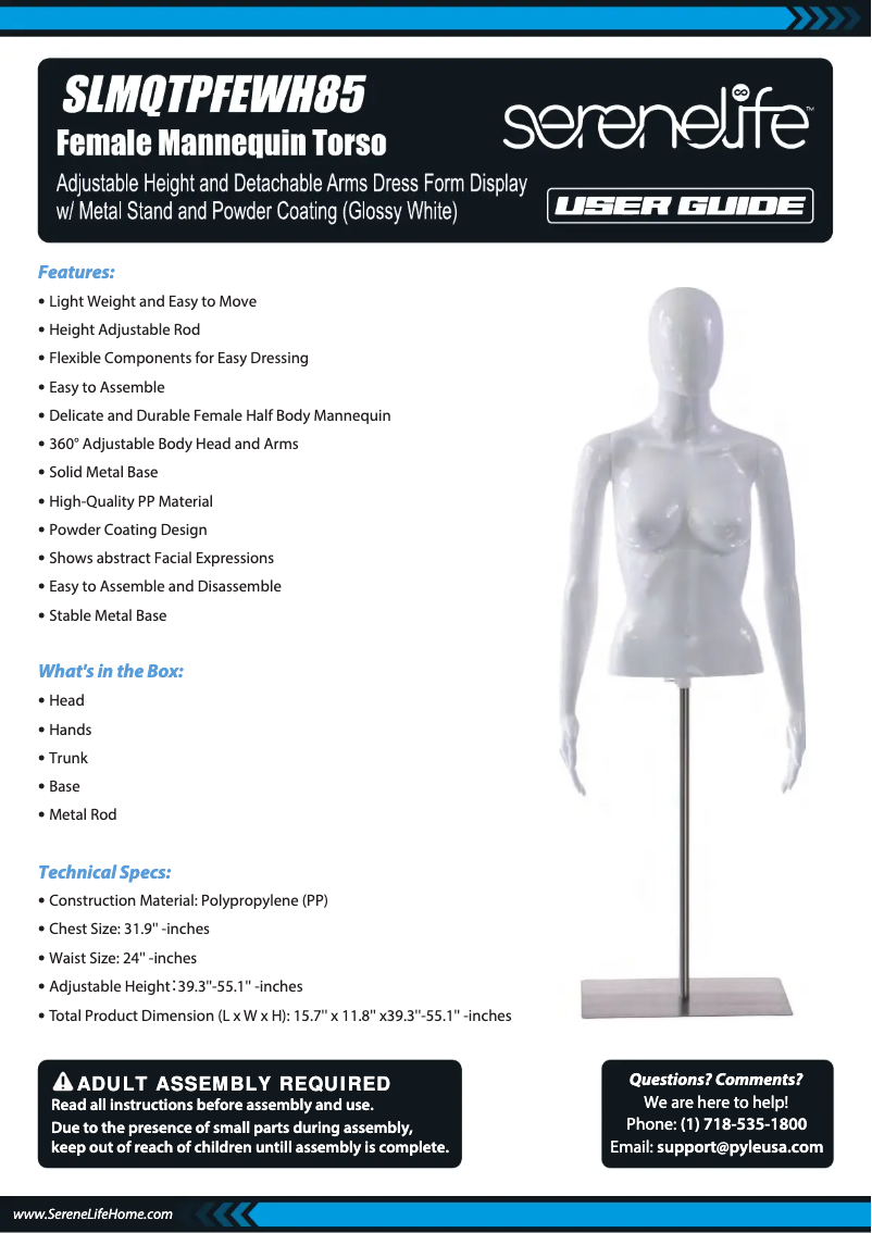 Page n°1 - Manuel utilisateur SereneLife SLMQTPFEWH85