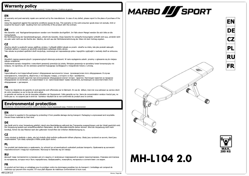Page n°1 - Manuel utilisateur Marbo sport MH-L104