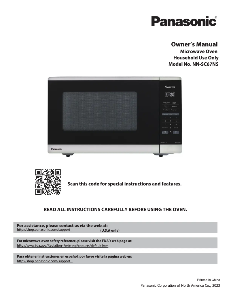 Page n°1 - Manuel utilisateur Panasonic NN-SC67NS