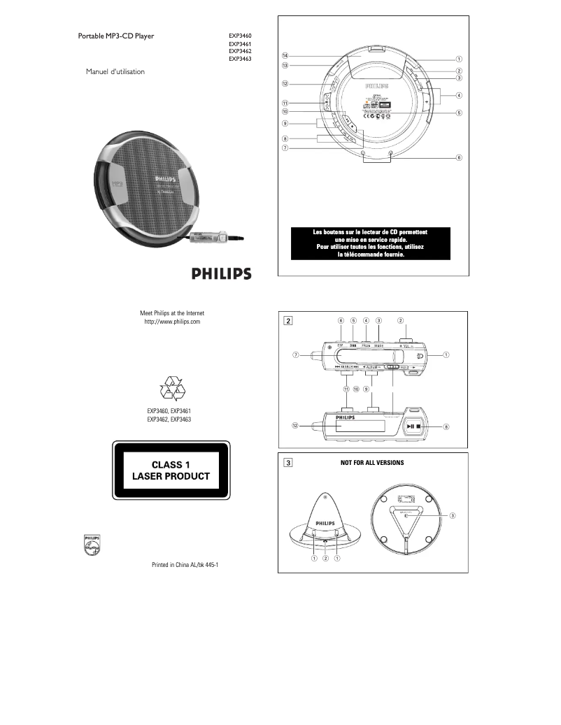 Page 1 de la notice Manuel utilisateur Philips EXP3463
