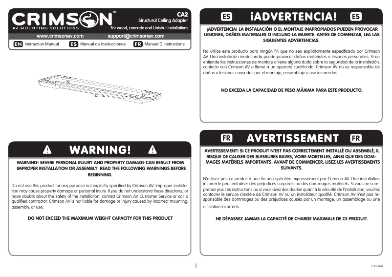 Page n°1 - Manuel utilisateur Crimson CA2