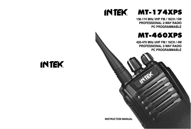 Page 1 de la notice Manuel utilisateur Intek MT-174XPS