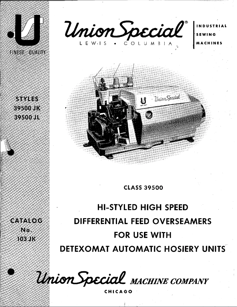 Page 1 de la notice Manuel utilisateur Union Special 39500JK