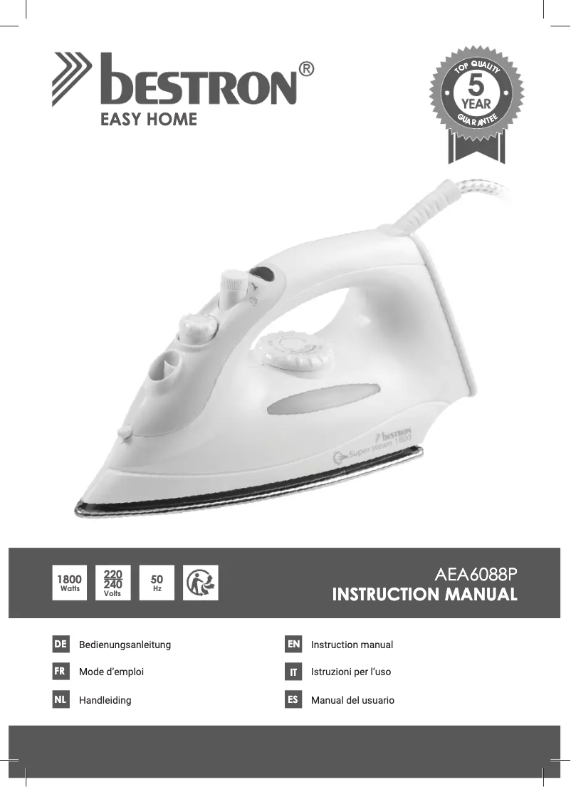 Page 1 de la notice Manuel utilisateur Bestron AEA6088P