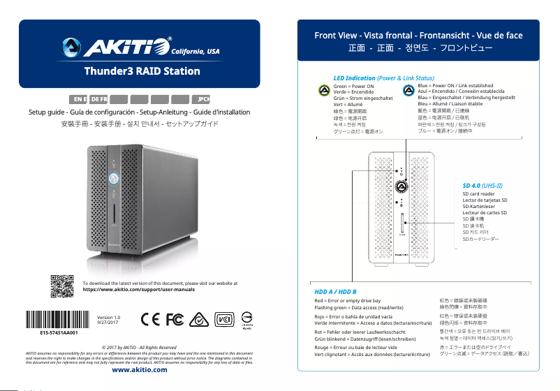 Page n°1 - Manuel utilisateur AKiTiO Thunder3 RAID Station