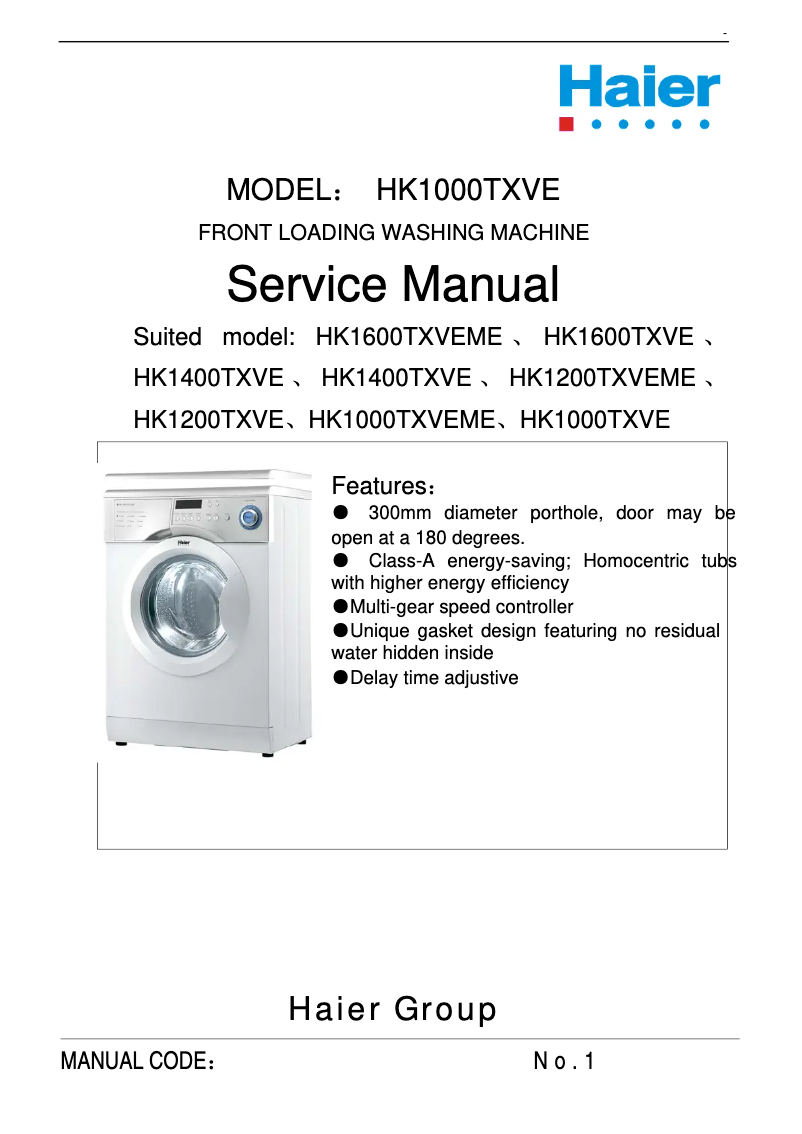 Page n°1 - Manuel utilisateur Haier HK1600TXVEME