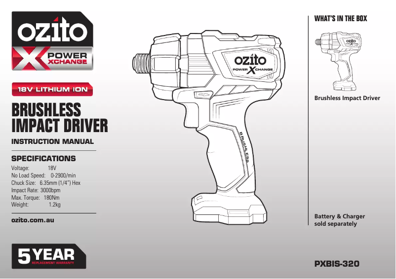 Page 1 of the manual User Manual Ozito PXBIS-320