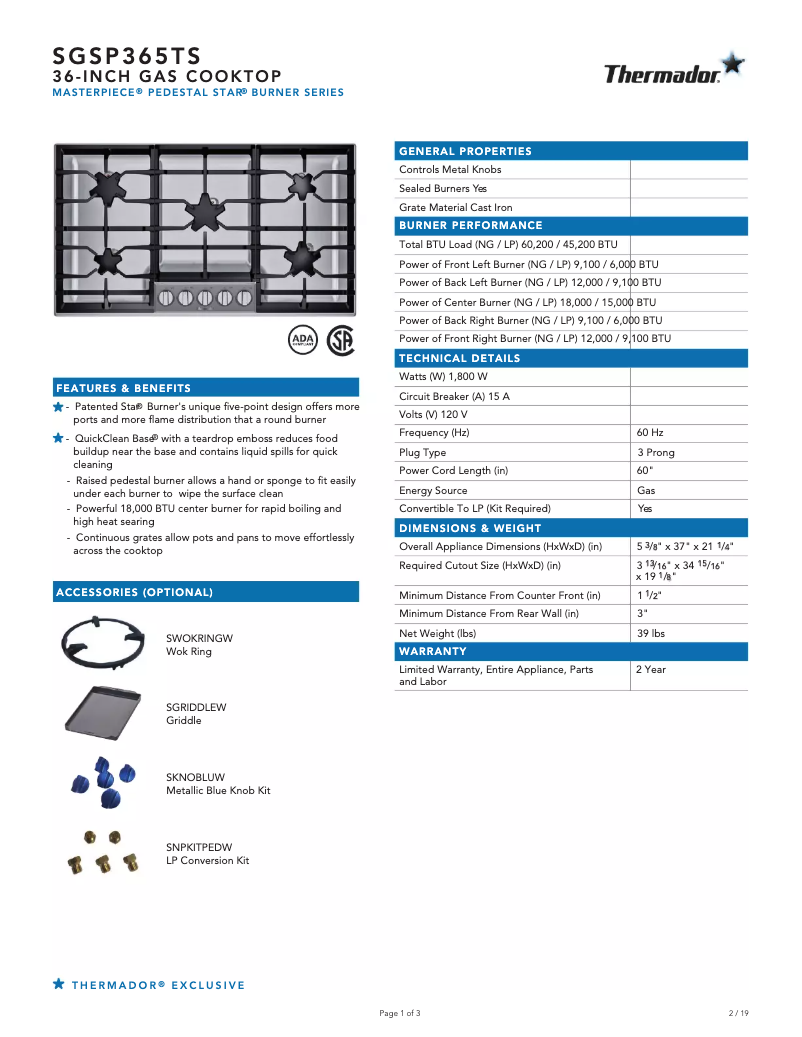 Image de la première page du manuel de l'appareil SGSP365TS
