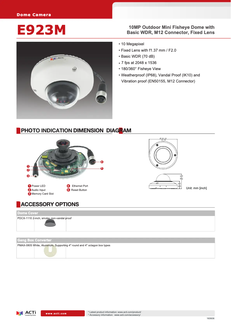 Page n°1 - Fiche technique ACTi E923M