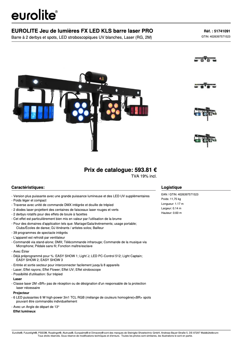 Image de la première page du manuel de l'appareil LED KLS Laser Bar PRO