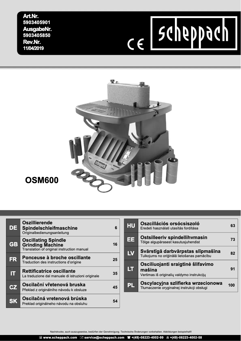 Page n°1 - Manuel utilisateur Scheppach OSM600