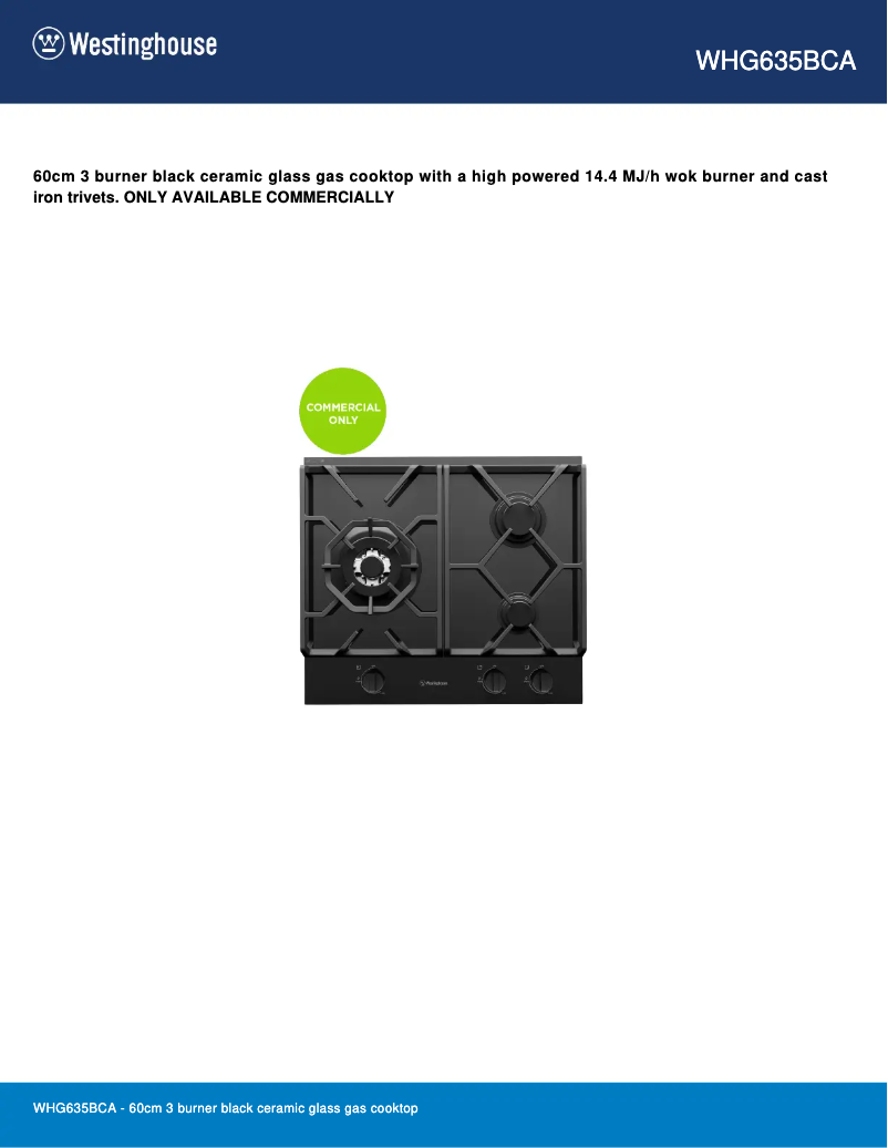 Image de la première page du manuel de l'appareil WHG635BCA