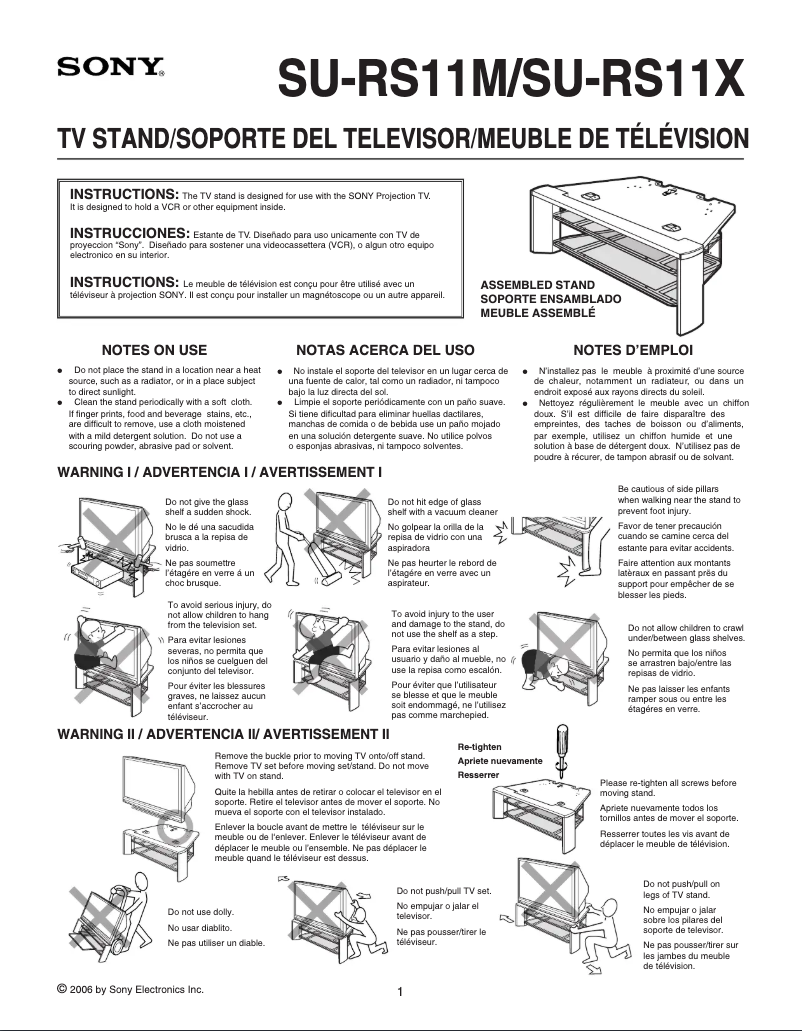 Page 1 de la notice Manuel utilisateur Sony KDS-55A2020