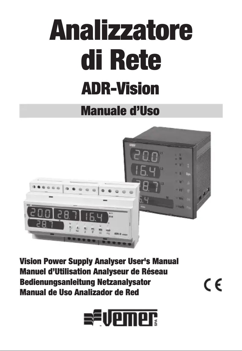 Page n°1 - Manuel utilisateur Vemer ADR-D Vision