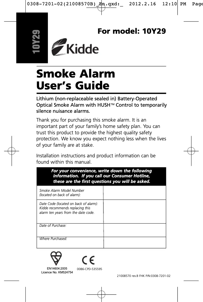 Image de la première page du manuel de l'appareil DAAF 10Y29