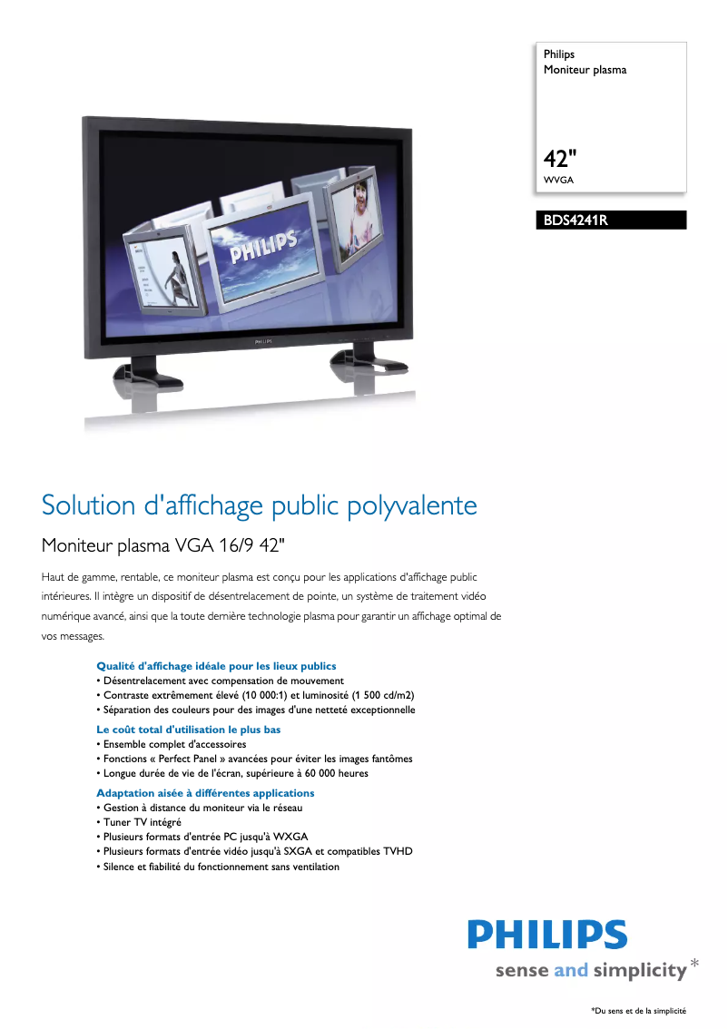 Página 1 del manual Ficha técnica Philips BDS4241R