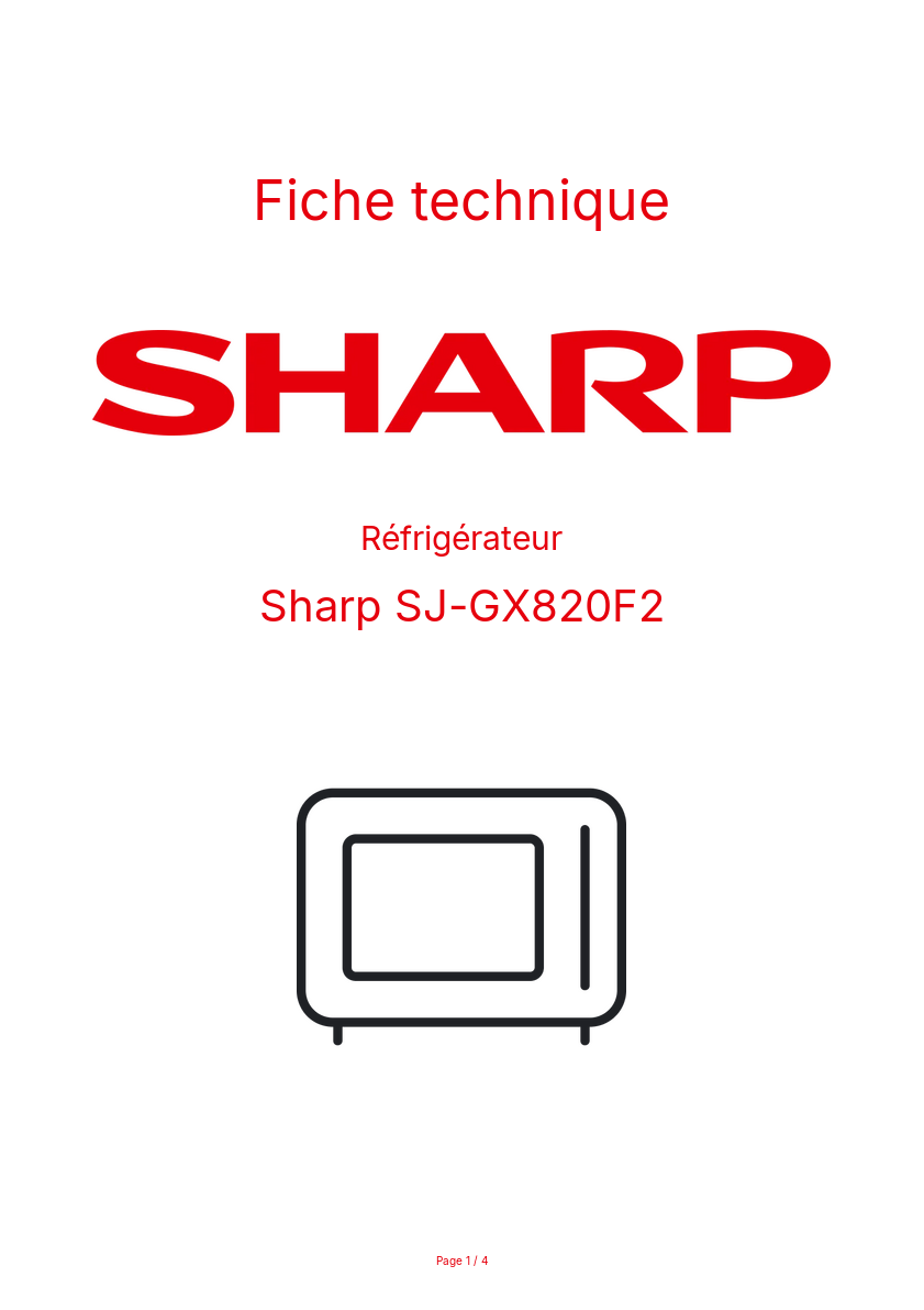 Page n°1 - Fiche technique Sharp SJ-GX820F2