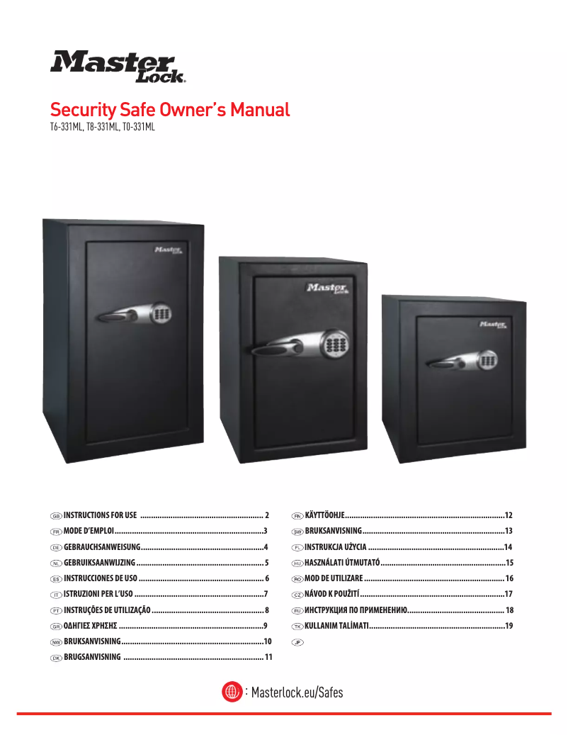 Página 1 del manual Manual de usuario Master Lock T0-331ML