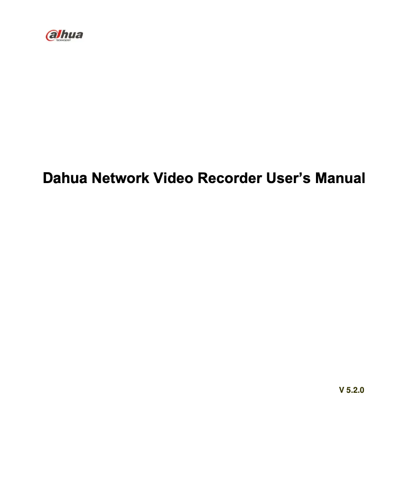 Page 1 de la notice Manuel utilisateur Dahua Technology Ultra NVR608-128-4KS2