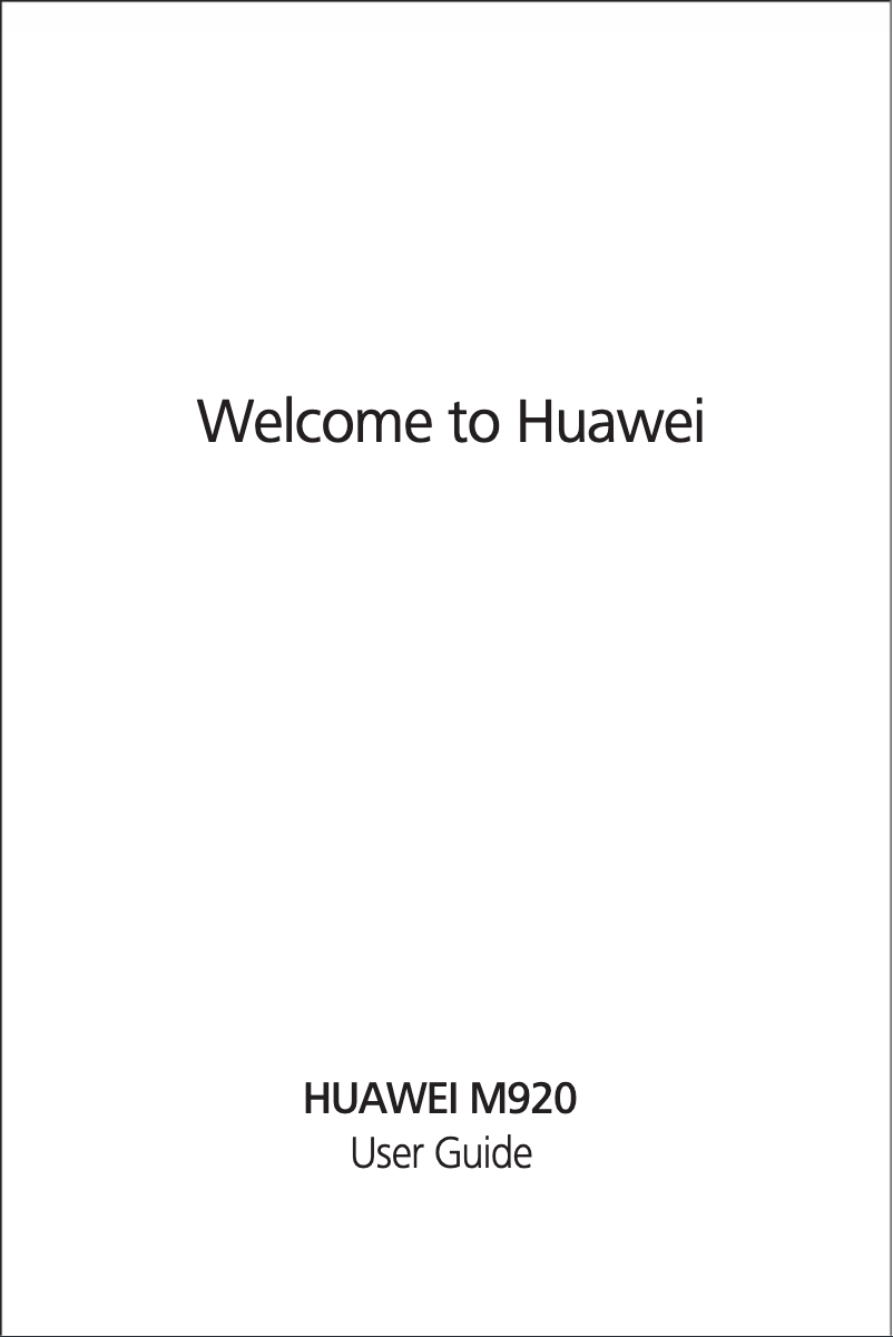 Page 1 de la notice Manuel utilisateur Huawei M920