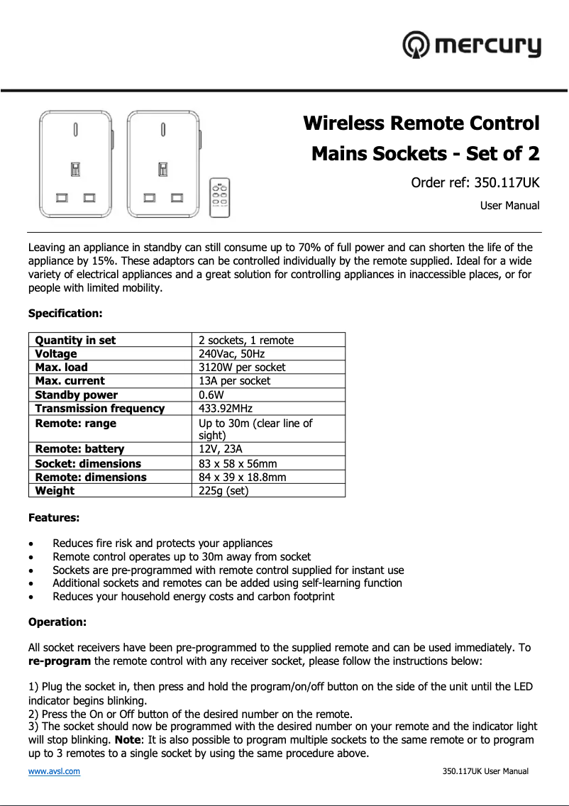 Page 1 de la notice Manuel utilisateur Mercury WRC2