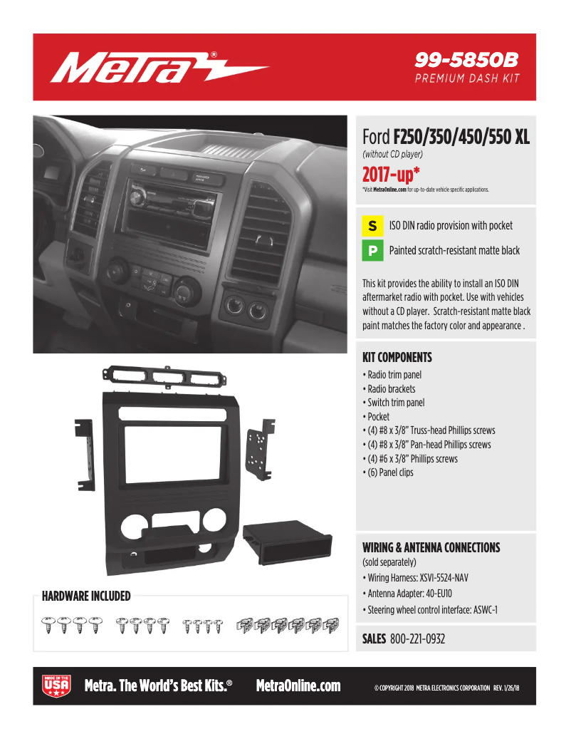 Página 1 del manual Ficha técnica Metra 99-5850B