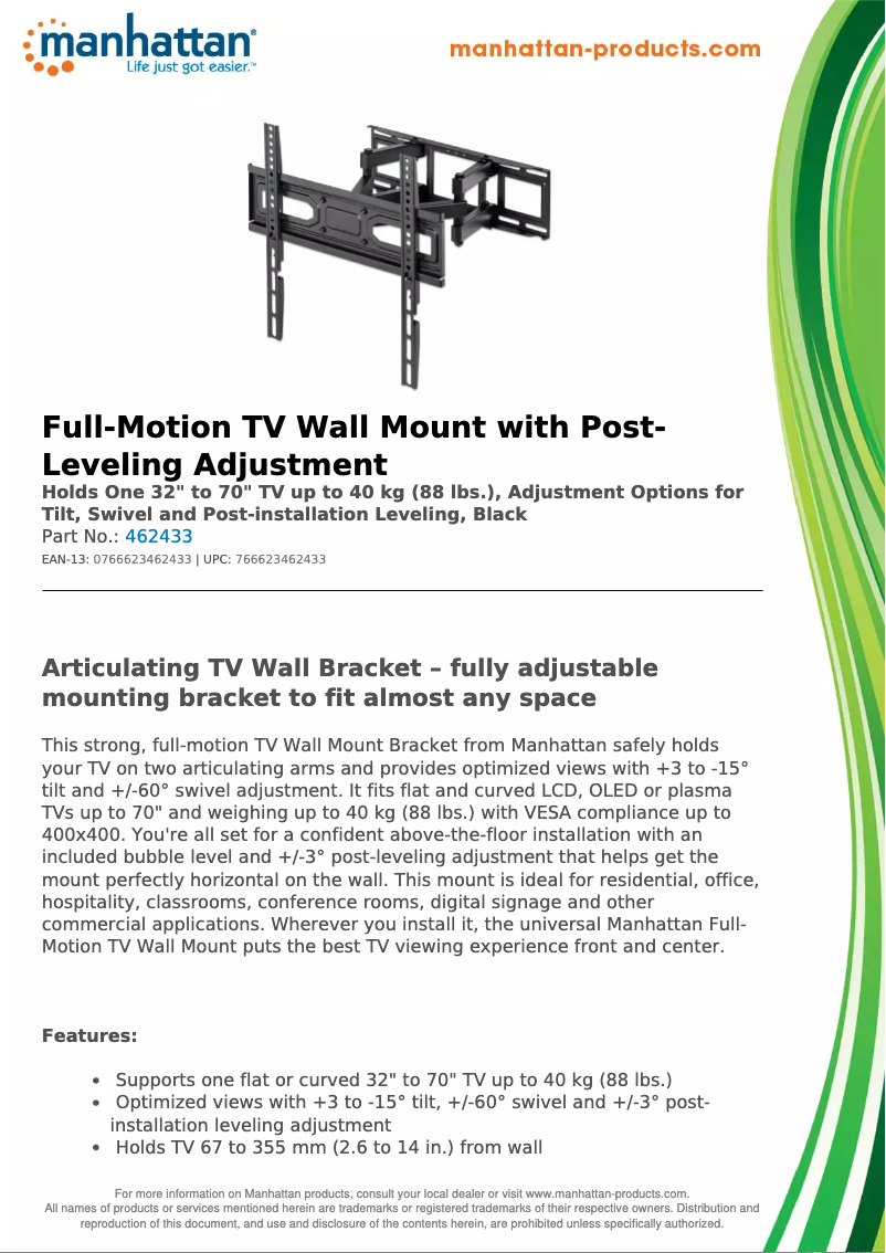 Page 1 de la notice Fiche technique Manhattan 462433