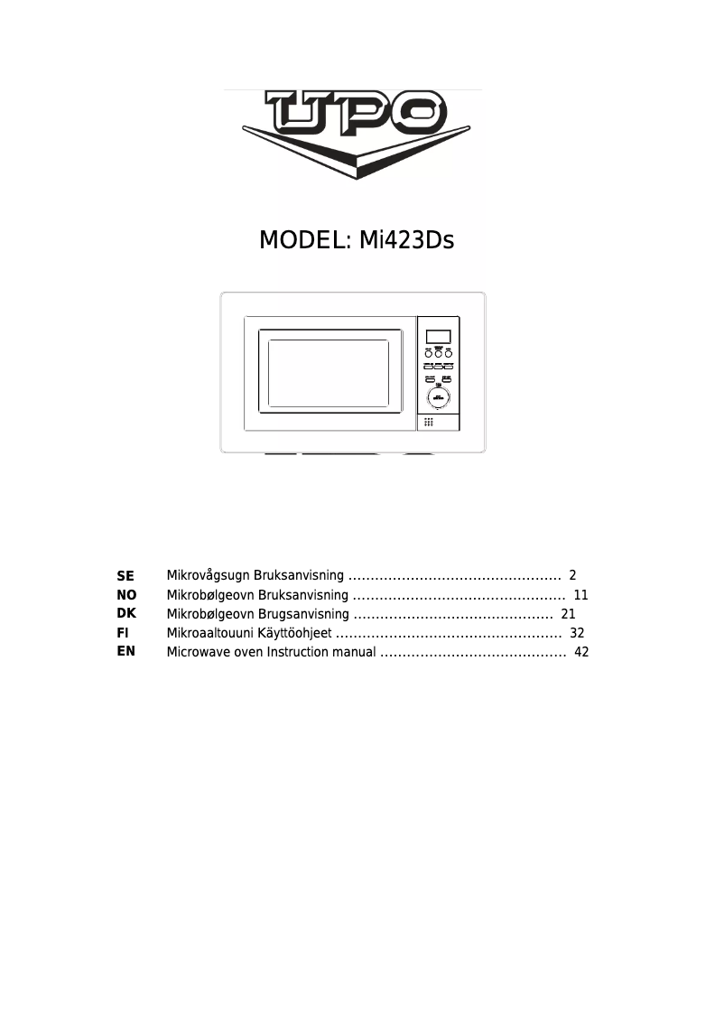 Page n°1 - Manuel utilisateur UPO Mi423Ds