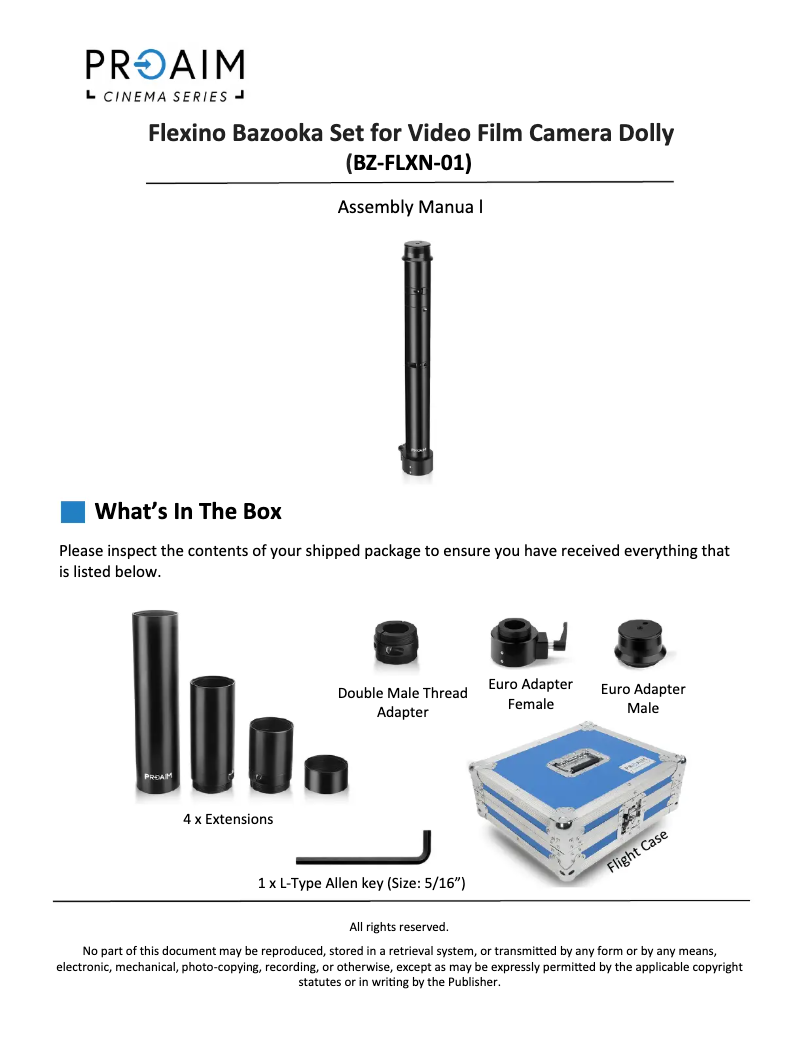 Page 1 de la notice Manuel utilisateur Proaim BZ-FLXN-01