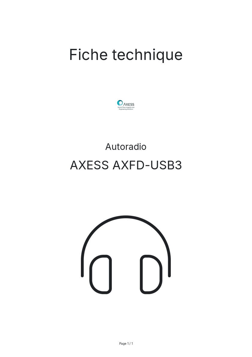 Page n°1 - Fiche technique AXESS AXFD-USB3