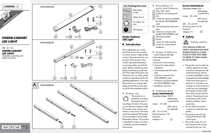 Page n°1 - Manuel utilisateur Livarno Lux IAN 292148