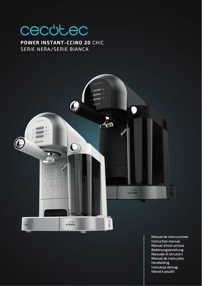 Page 1 de la notice Manuel utilisateur Cecotec Instant-ccino 20 Chic Serie Nera