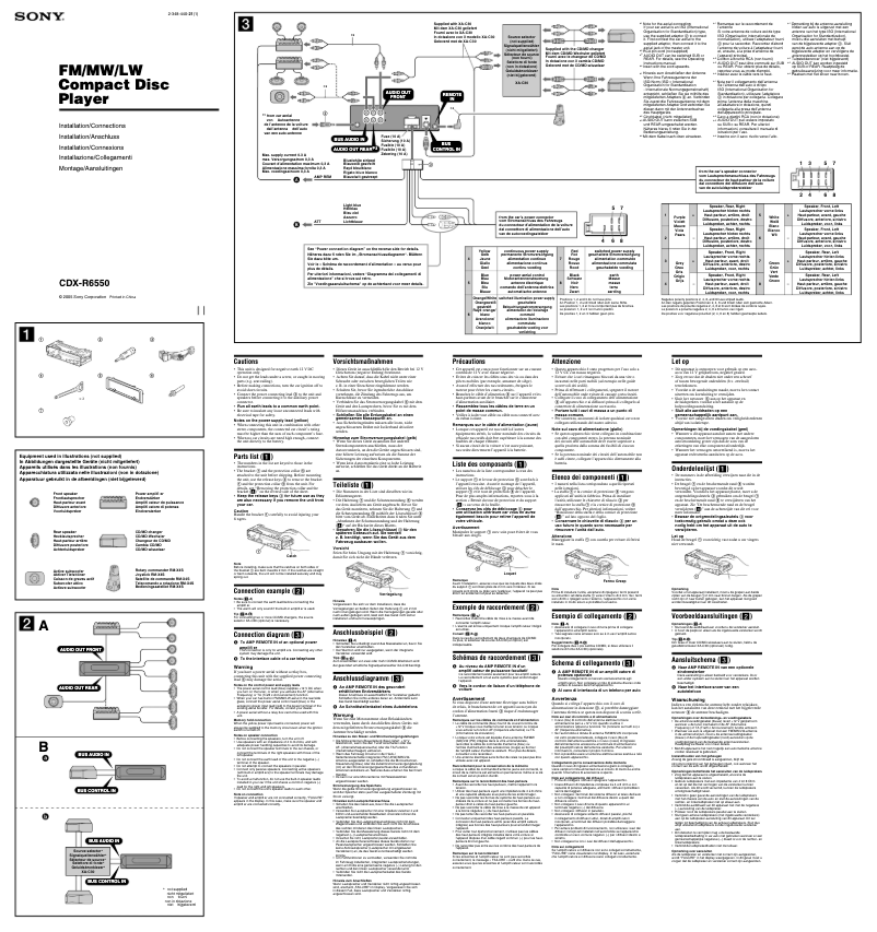 Page 1 de la notice Guide d'installation Sony CDX-R6550