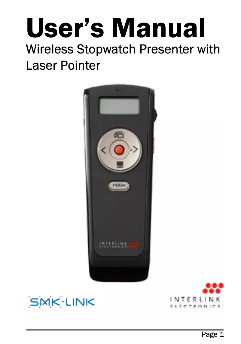 Page 1 de la notice Manuel utilisateur SMK-Link VP4560