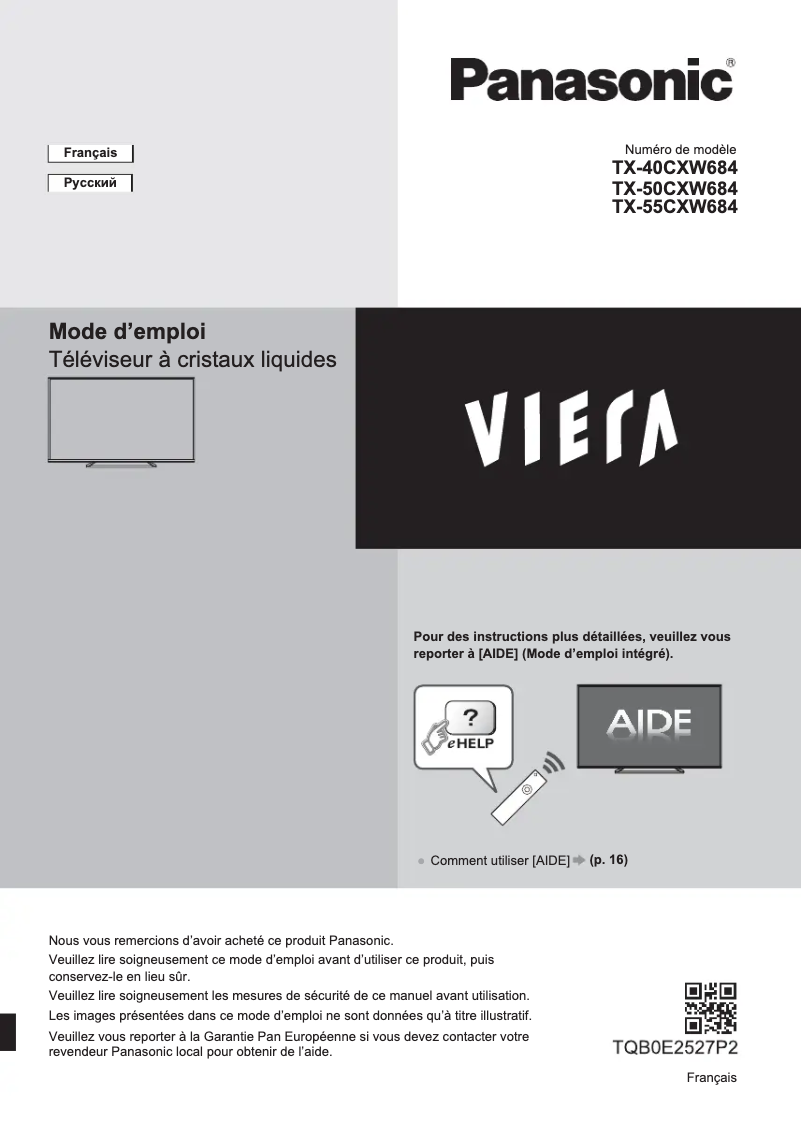 Imagen de la primera página del manual del dispositivo TX-40CXW684