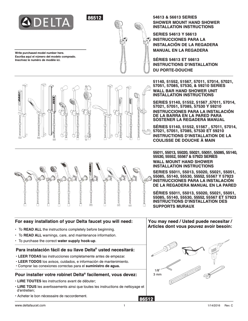Page 1 de la notice Fiche technique Delta 57014-SS