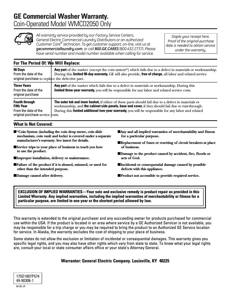 Image de la première page du manuel de l'appareil WMCD2050GWC