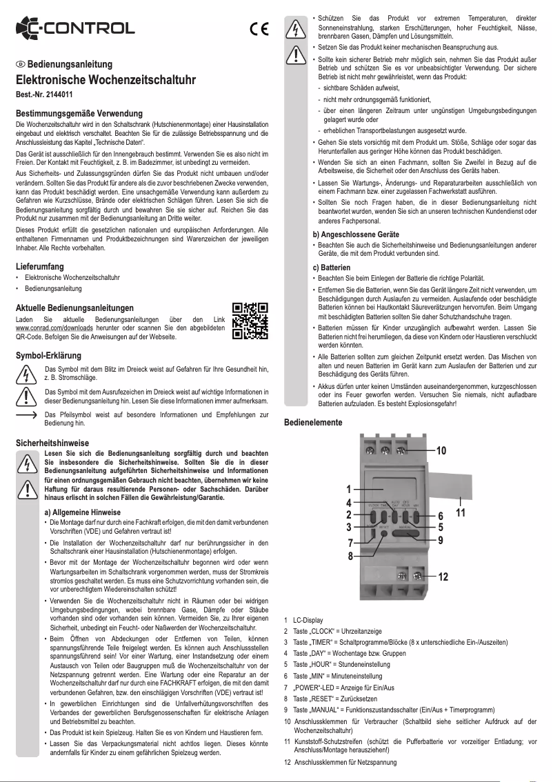 Page n°1 - Manuel utilisateur C-Control TM-848-2