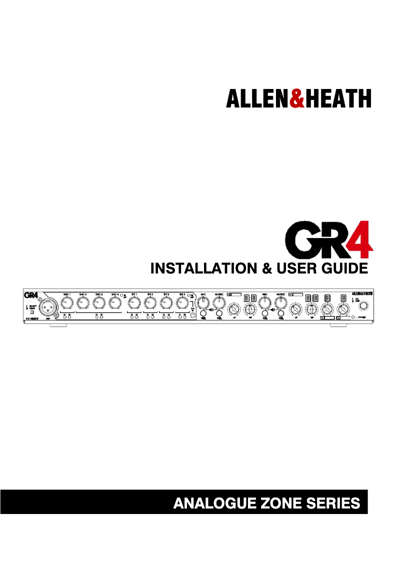 Page n°1 - Manuel utilisateur Allen & Heath GR4