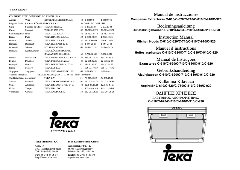 Page n°1 - Manuel utilisateur Teka C 620/610