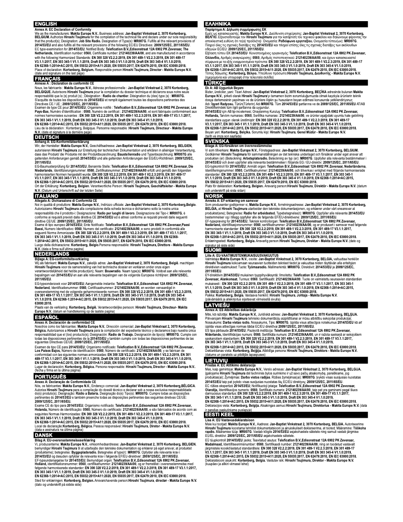 Page 1 de la notice Mode d'emploi Makita MR007GZ02