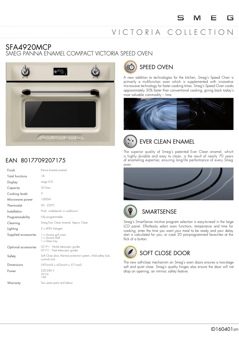 Page 1 de la notice Fiche technique Smeg SFA4920MCP