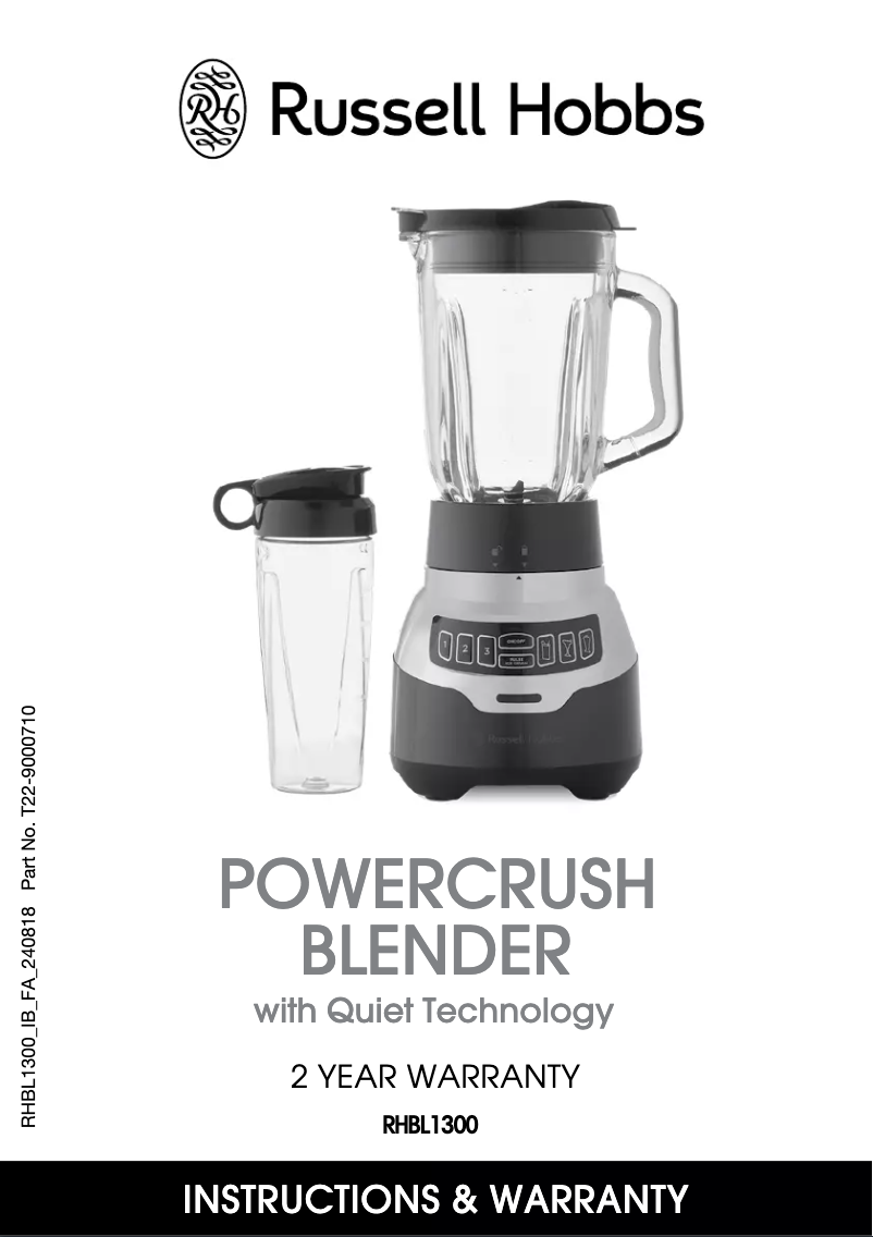 Page 1 de la notice Manuel utilisateur Russell Hobbs Powercrush RHBL1300