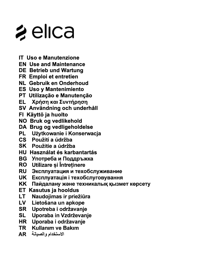 Page 1 de la notice Manuel utilisateur Elica PRF0138475